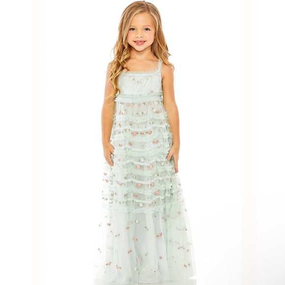 Mac Duggal Other - Mac Duggal Girls Ruffled Floral Embroidered Gown